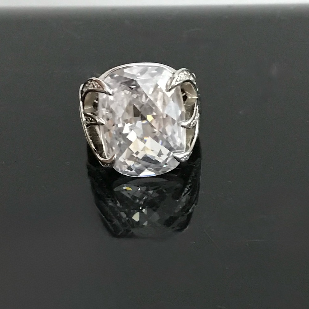 Vintage NV Nevada Silver Mine BIG CZ Claw Ring Size 8